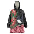 Willie wagtail Australia Wearable Blanket Hoodie Aussie Bottlebrushes Aboriginal Art - Aussie Hoodie
