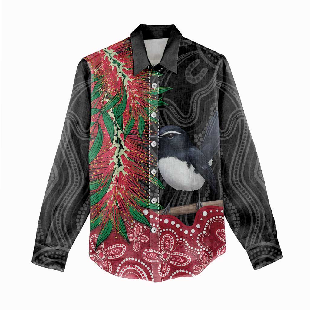 Willie wagtail Australia Women Casual Shirt Aussie Bottlebrushes Aboriginal Art - Aussie Hoodie
