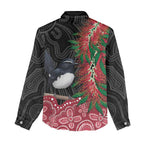 Willie wagtail Australia Women Casual Shirt Aussie Bottlebrushes Aboriginal Art - Aussie Hoodie