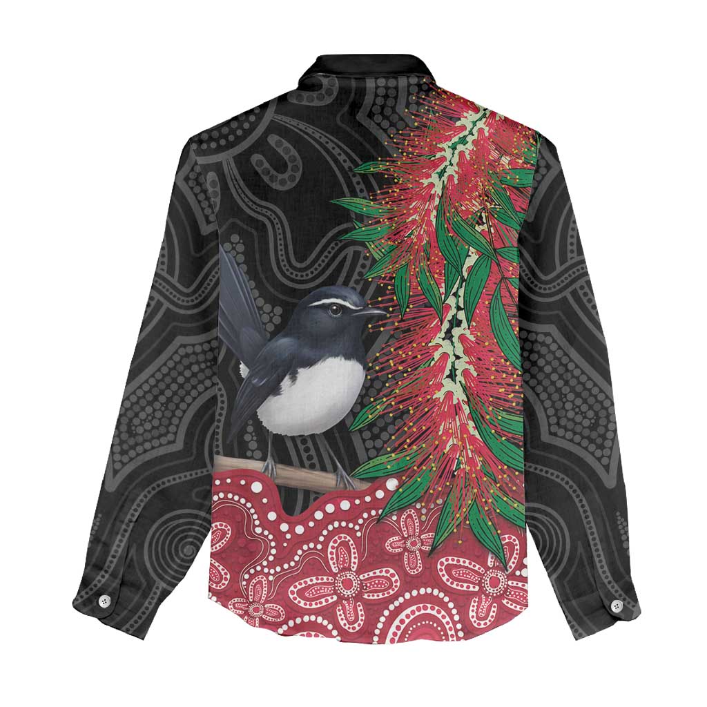 Willie wagtail Australia Women Casual Shirt Aussie Bottlebrushes Aboriginal Art - Aussie Hoodie
