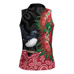 Willie wagtail Australia Women Sleeveless Polo Shirt Aussie Bottlebrushes Aboriginal Art - Aussie Hoodie