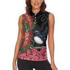 Willie wagtail Australia Women Sleeveless Polo Shirt Aussie Bottlebrushes Aboriginal Art - Aussie Hoodie