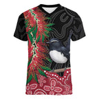 Willie wagtail Australia Women V-Neck T-Shirt Aussie Bottlebrushes Aboriginal Art - Aussie Hoodie