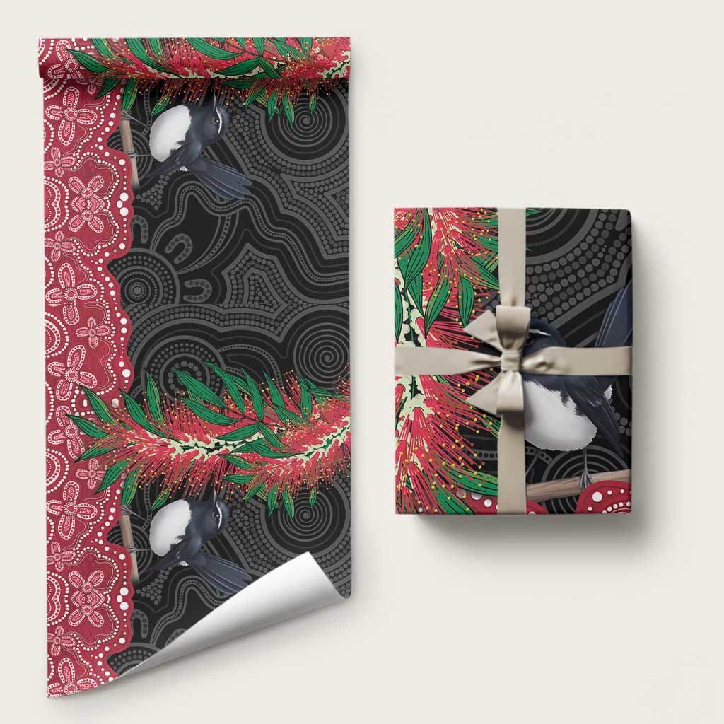 Willie wagtail Australia Wrapping Paper Aussie Bottlebrushes Aboriginal Art - Aussie Hoodie