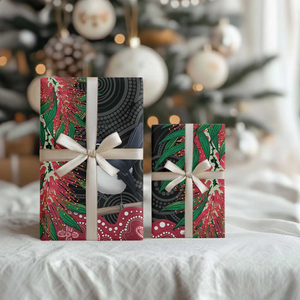 Willie wagtail Australia Wrapping Paper Aussie Bottlebrushes Aboriginal Art - Aussie Hoodie