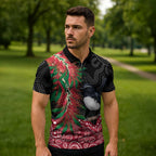 Willie wagtail Australia Zipper Polo Shirt Aussie Bottlebrushes Aboriginal Art - Aussie Hoodie