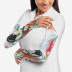 Willie wagtail Australia Arm Sleeves Banksia Bottlebrushes Watercolor Stylized - Aussie Hoodie