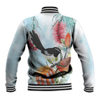 Willie wagtail Australia Baseball Jacket Banksia Bottlebrushes Watercolor Stylized - Aussie Hoodie