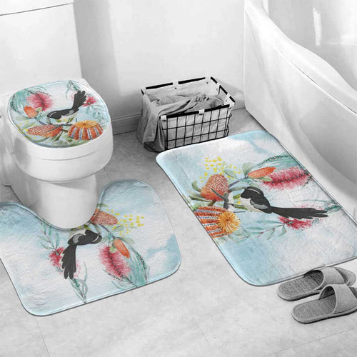Willie wagtail Australia Bathroom Set Banksia Bottlebrushes Watercolor Stylized - Aussie Hoodie