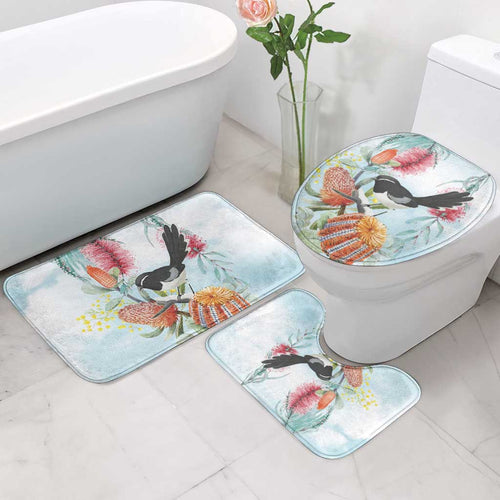 Willie wagtail Australia Bathroom Set Banksia Bottlebrushes Watercolor Stylized - Aussie Hoodie