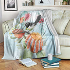 Willie wagtail Australia Blanket Banksia Bottlebrushes Watercolor Stylized - Aussie Hoodie