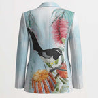 Willie wagtail Australia Blazer Banksia Bottlebrushes Watercolor Stylized - Aussie Hoodie