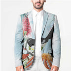 Willie wagtail Australia Blazer Banksia Bottlebrushes Watercolor Stylized - Aussie Hoodie