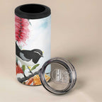 Willie wagtail Australia 4 in 1 Can Cooler Tumbler Banksia Bottlebrushes Watercolor Stylized - Aussie Hoodie