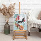 Willie wagtail Australia Canvas Wall Art Banksia Bottlebrushes Watercolor Stylized - Aussie Hoodie