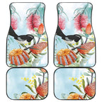 Willie wagtail Australia Car Mats Banksia Bottlebrushes Watercolor Stylized - Aussie Hoodie