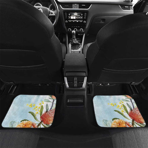 Willie wagtail Australia Car Mats Banksia Bottlebrushes Watercolor Stylized - Aussie Hoodie