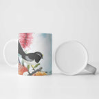Willie wagtail Australia Ceramic Mug Banksia Bottlebrushes Watercolor Stylized - Aussie Hoodie