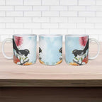 Willie wagtail Australia Ceramic Mug Banksia Bottlebrushes Watercolor Stylized - Aussie Hoodie