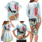 Willie wagtail Australia Family Matching Long Sleeve Bodycon Dress and Hawaiian Shirt Banksia Bottlebrushes Watercolor Stylized - Aussie Hoodie