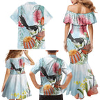 Willie wagtail Australia Family Matching Mermaid Dress and Hawaiian Shirt Banksia Bottlebrushes Watercolor Stylized - Aussie Hoodie