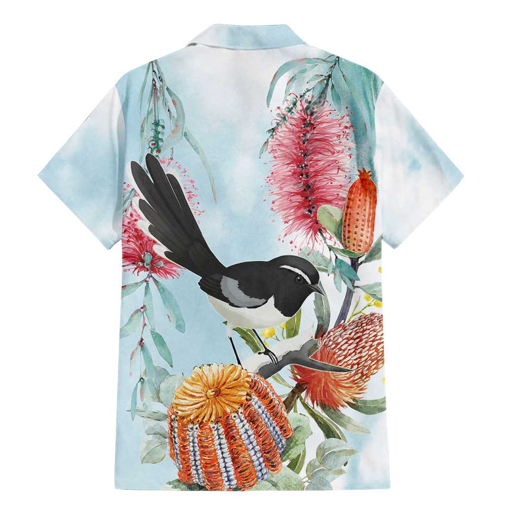 Willie wagtail Australia Family Matching Mermaid Dress and Hawaiian Shirt Banksia Bottlebrushes Watercolor Stylized - Aussie Hoodie