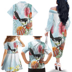 Willie wagtail Australia Family Matching Off The Shoulder Long Sleeve Dress and Hawaiian Shirt Banksia Bottlebrushes Watercolor Stylized - Aussie Hoodie