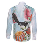 Willie wagtail Australia Family Matching Off Shoulder Maxi Dress and Hawaiian Shirt Banksia Bottlebrushes Watercolor Stylized - Aussie Hoodie