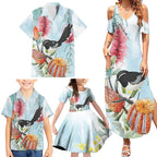 Willie wagtail Australia Family Matching Summer Maxi Dress and Hawaiian Shirt Banksia Bottlebrushes Watercolor Stylized - Aussie Hoodie