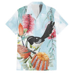Willie wagtail Australia Family Matching Summer Maxi Dress and Hawaiian Shirt Banksia Bottlebrushes Watercolor Stylized - Aussie Hoodie