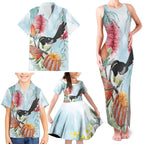 Willie wagtail Australia Family Matching Tank Maxi Dress and Hawaiian Shirt Banksia Bottlebrushes Watercolor Stylized - Aussie Hoodie