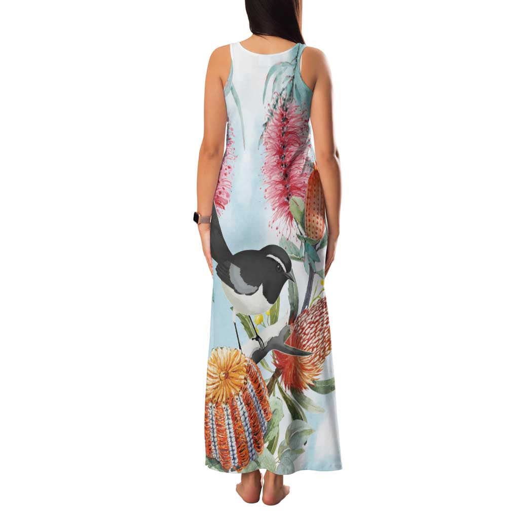 Willie wagtail Australia Family Matching Tank Maxi Dress and Hawaiian Shirt Banksia Bottlebrushes Watercolor Stylized - Aussie Hoodie