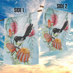 Willie wagtail Australia Garden Flag Banksia Bottlebrushes Watercolor Stylized - Aussie Hoodie