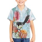 Willie wagtail Australia Hawaiian Shirt Banksia Bottlebrushes Watercolor Stylized - Aussie Hoodie