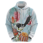 Willie wagtail Australia Hoodie Banksia Bottlebrushes Watercolor Stylized - Aussie Hoodie