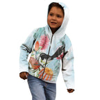 Willie wagtail Australia Kid Hoodie Banksia Bottlebrushes Watercolor Stylized - Aussie Hoodie
