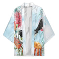 Willie wagtail Australia Kimono Banksia Bottlebrushes Watercolor Stylized - Aussie Hoodie