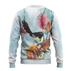 Willie wagtail Australia Ugly Christmas Sweater Banksia Bottlebrushes Watercolor Stylized - Aussie Hoodie