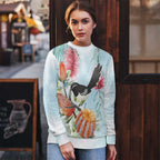 Willie wagtail Australia Ugly Christmas Sweater Banksia Bottlebrushes Watercolor Stylized - Aussie Hoodie