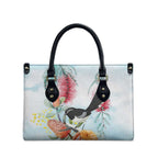 Willie wagtail Australia Leather Bag Banksia Bottlebrushes Watercolor Stylized - Aussie Hoodie