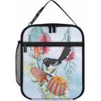 Willie wagtail Australia Lunch Bag Banksia Bottlebrushes Watercolor Stylized