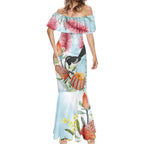Willie wagtail Australia Mermaid Dress Banksia Bottlebrushes Watercolor Stylized - Aussie Hoodie