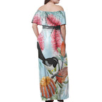 Willie wagtail Australia Off Shoulder Maxi Dress Banksia Bottlebrushes Watercolor Stylized - Aussie Hoodie