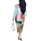 Willie wagtail Australia Off The Shoulder Long Sleeve Dress Banksia Bottlebrushes Watercolor Stylized - Aussie Hoodie