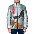 Willie wagtail Australia Padded Jacket Banksia Bottlebrushes Watercolor Stylized - Aussie Hoodie