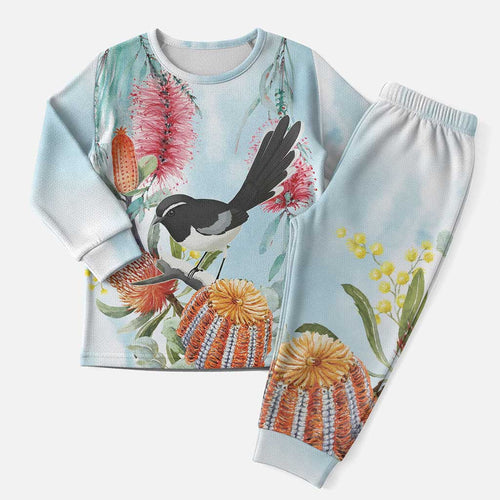 Willie wagtail Australia Christmas Pajama Set Banksia Bottlebrushes Watercolor Stylized - Aussie Hoodie