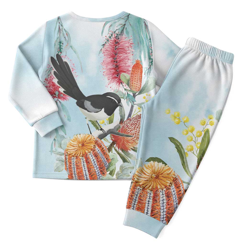 Willie wagtail Australia Christmas Pajama Set Banksia Bottlebrushes Watercolor Stylized - Aussie Hoodie