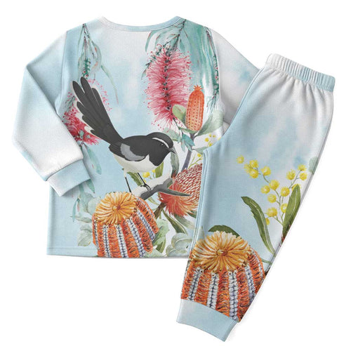 Willie wagtail Australia Christmas Pajama Set Banksia Bottlebrushes Watercolor Stylized - Aussie Hoodie