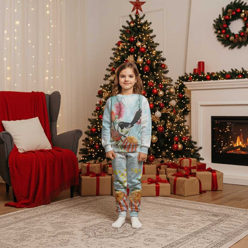 Willie wagtail Australia Christmas Pajama Set Banksia Bottlebrushes Watercolor Stylized - Aussie Hoodie