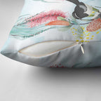 Willie wagtail Australia Pillow Cover Banksia Bottlebrushes Watercolor Stylized - Aussie Hoodie